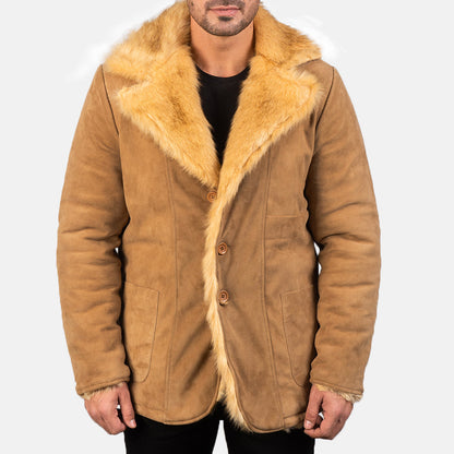 Furlong Beige Suede Leather Coat