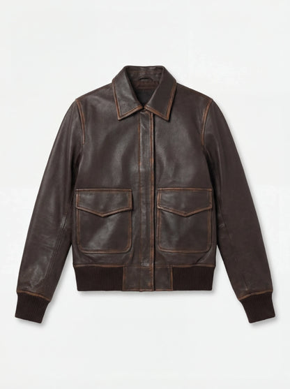 Westa A-2 Brown Leather Bomber Jacket