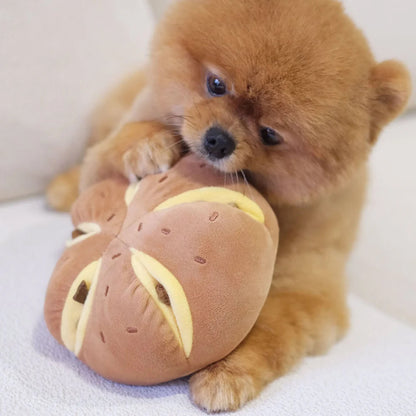 Cheesy Bread Nosework Dog Plush Toy