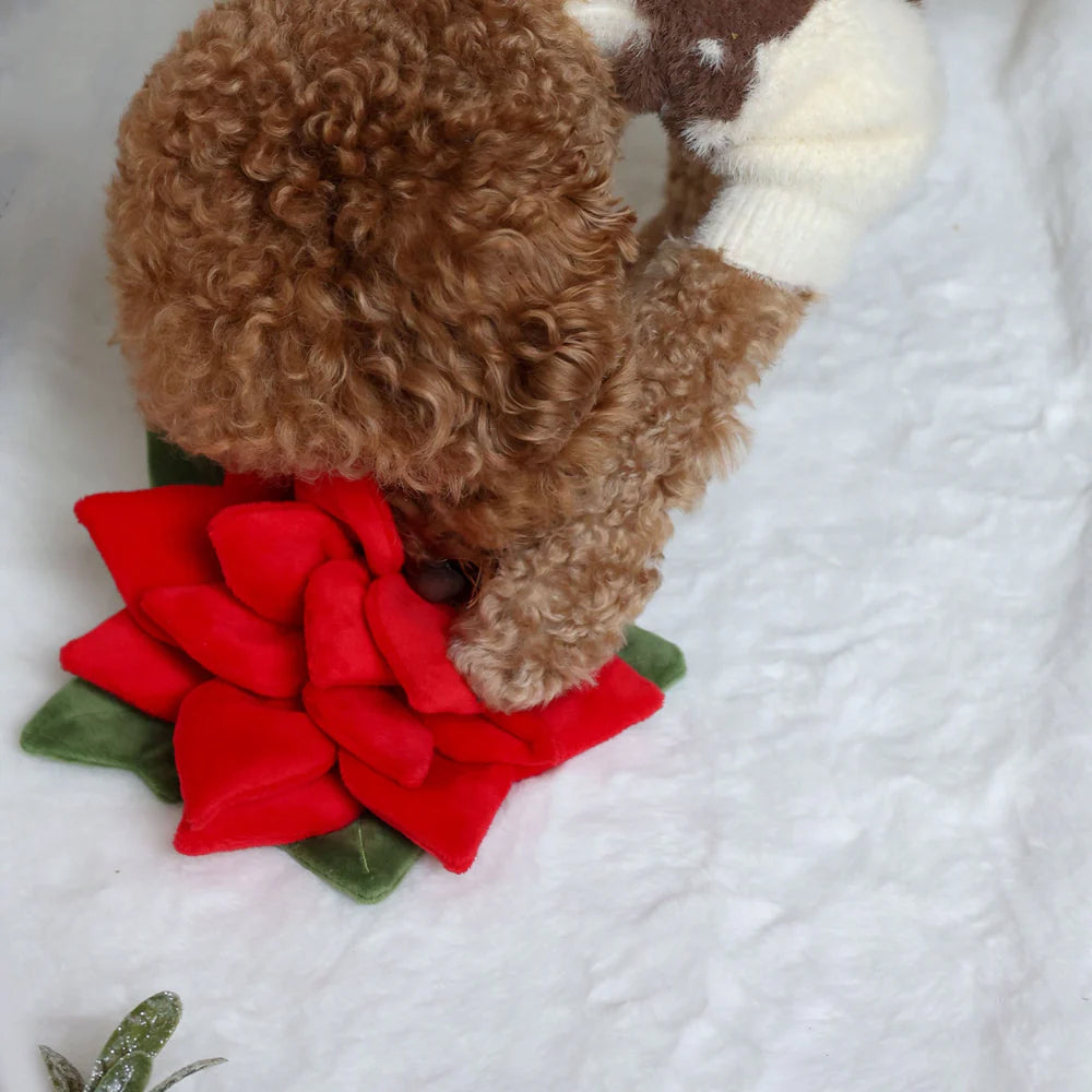 Snuffle Poinsettia Nosework Dog Plush Toy