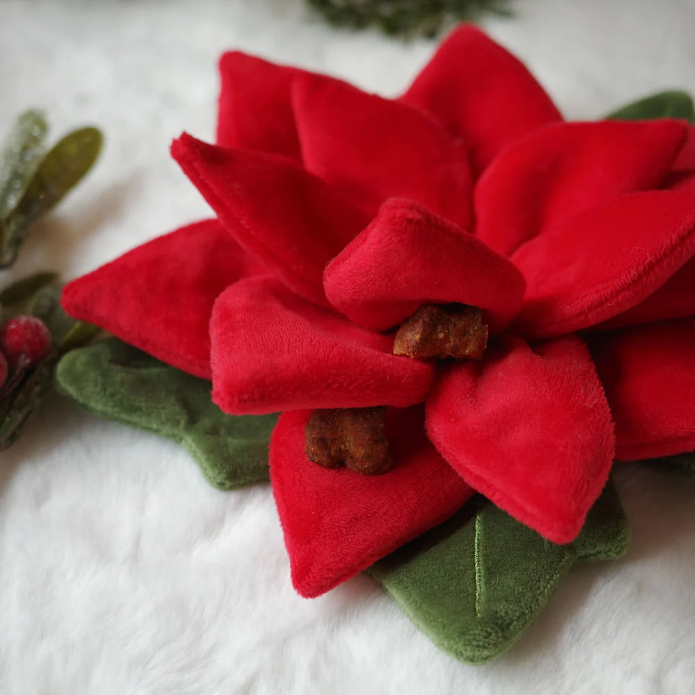 Snuffle Poinsettia Nosework Dog Plush Toy