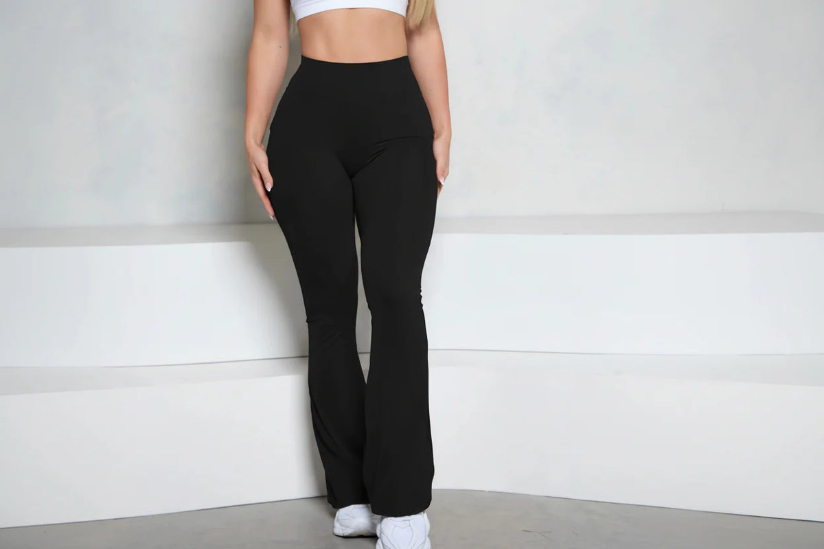 High-Waist Flare Scrunch Leggings (Pockets)