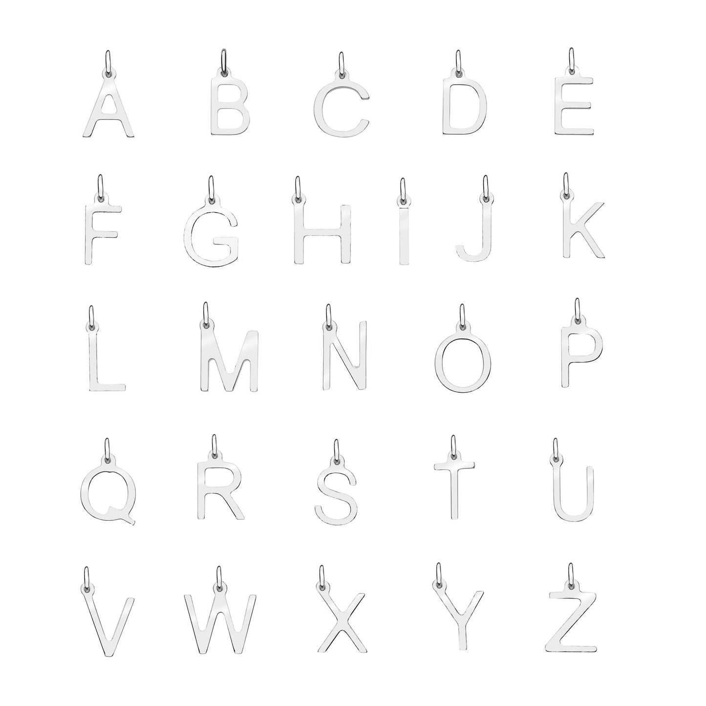 Solid White Gold Individual Initial Charm