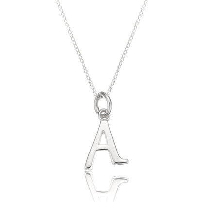 Solid White Gold Curve Initial Letter Necklace