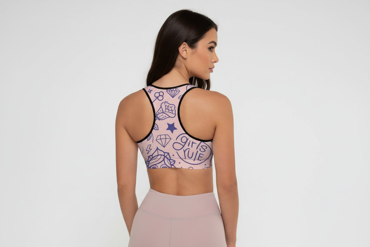 GymBumUK Girl Power Padded Sports Bra