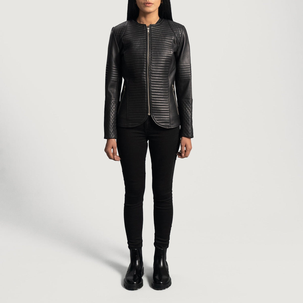 Nexi Quilted Black Leather Jacket