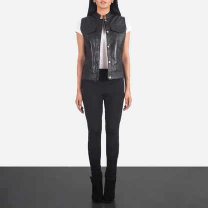 Rayne Moto Black Leather Vest