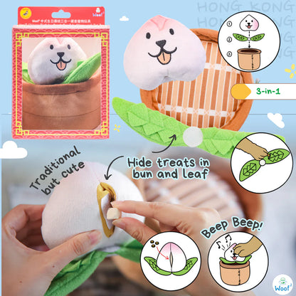 Chinese Birthday Peach Bun 3-In-1 Nose-work Plush Toy