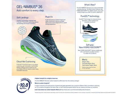 Asics Mens Gel Nimbus 26 Wide - French Blue/Electric Lime (1011B795-400)