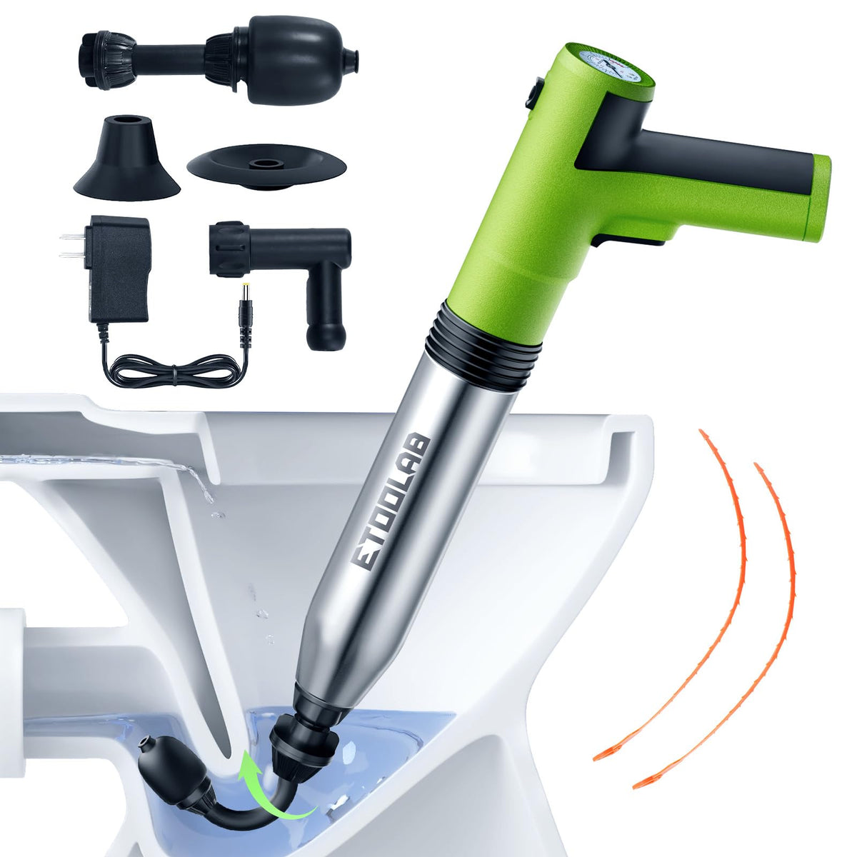 etoolab [Unclog In One Shot] Electric Toilet PlungerRemover For BathroomKitchen Pipes ClogHigh Pressure Air Plungers For Bathroom Heavy Duty