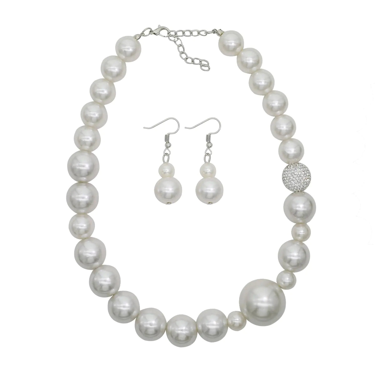 Chunky Pearl Necklace for Women Large Pearl Statement Necklace Trending Choker Pearl Costume Necklace Boho Pearl Jewelry Set (White big pearls)