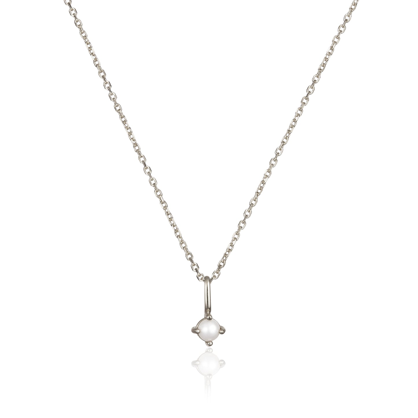 Solid White Gold Small Birthstone Pendant Necklace