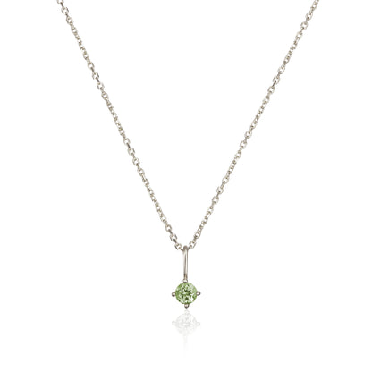 Solid White Gold Small Birthstone Pendant Necklace