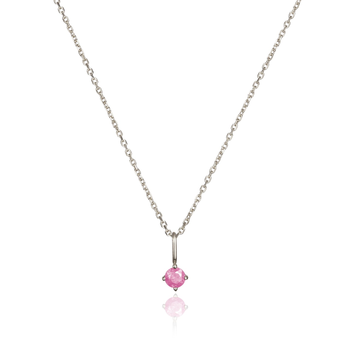 Silver Small Birthstone Pendant Necklace