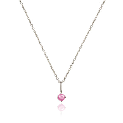 Silver Small Birthstone Pendant Necklace